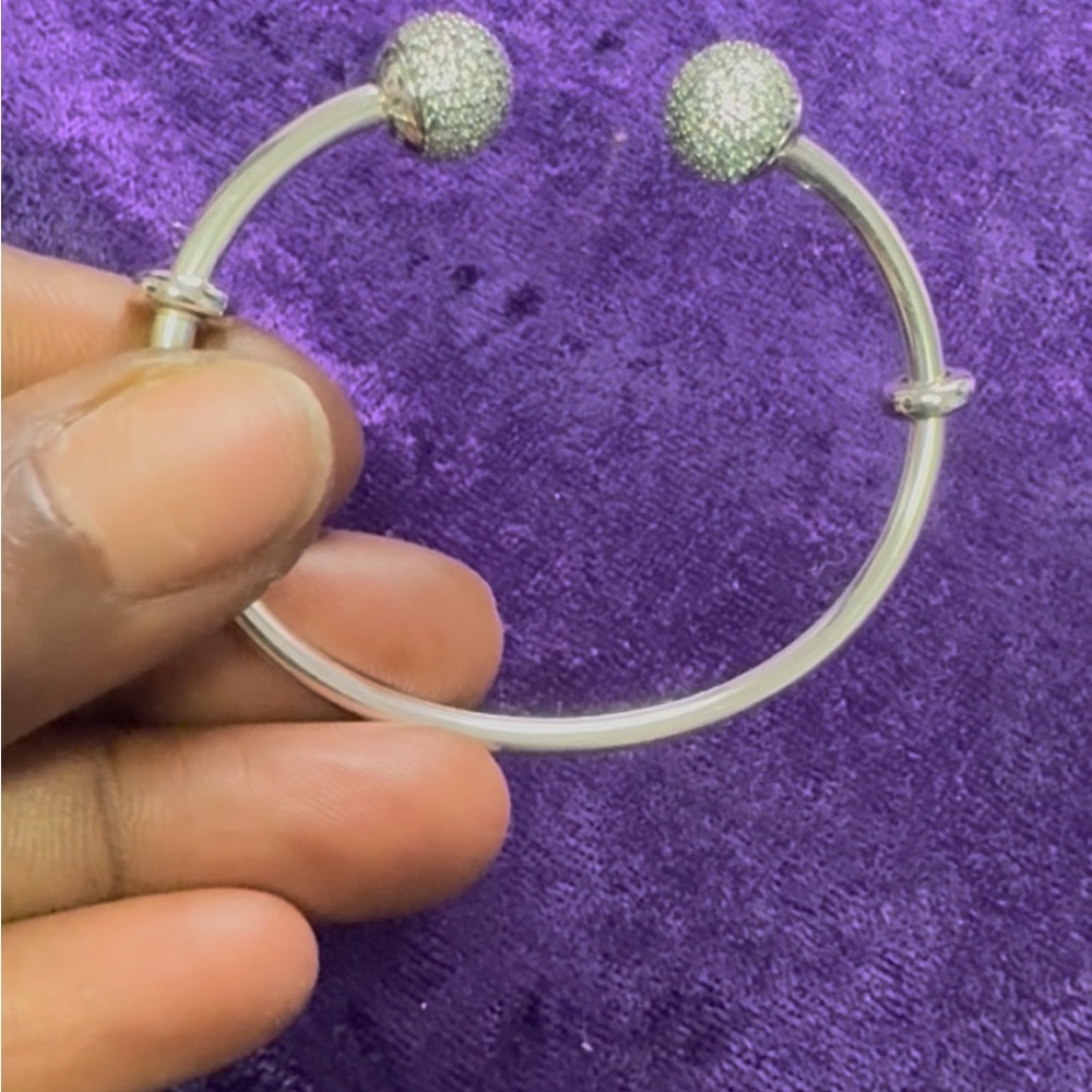 Sparkling Silver Open Cuff Bracelet